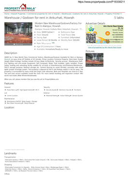 Warehouse / Godown for Rent in Ankurhati, Howrah (P16338211)