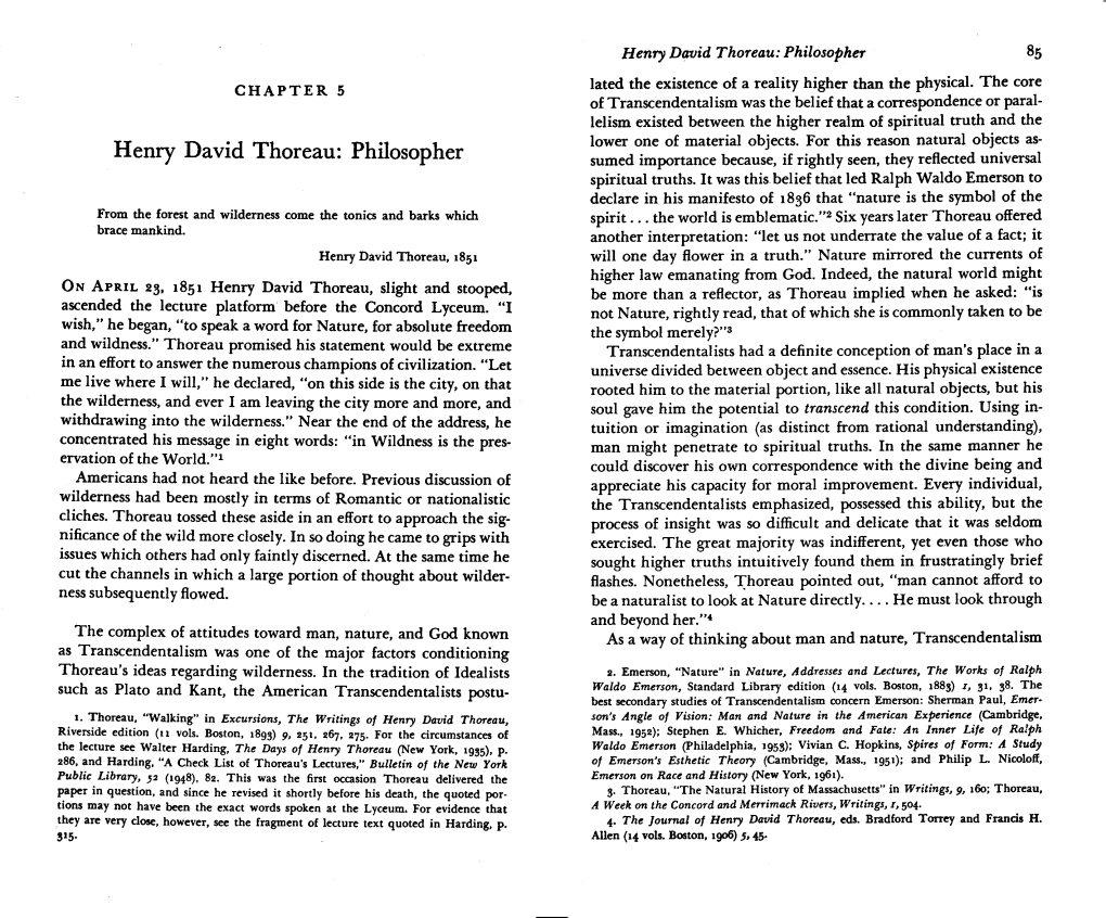 Henry David Thoreau: Philosopher 85