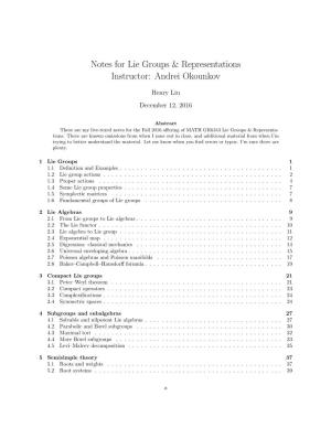 Lie Groups and Representations