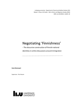 Negotiating 'Finnishness'