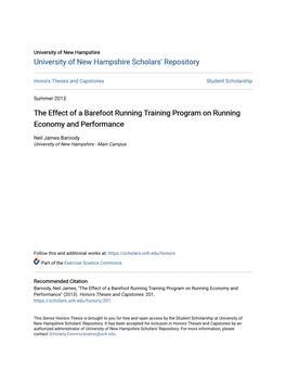 The Effect of a Barefoot Running Training Program on Running Economy and Performance