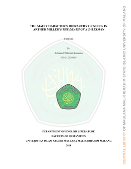 The Main Character's Hierarchy of Needs in Arthur Miller's the Death of a Salesman