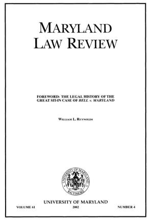 FOREWORD: the LEGAL HISTORY of the GREAT SIT-IN CASE of BELL V. MARYLAND