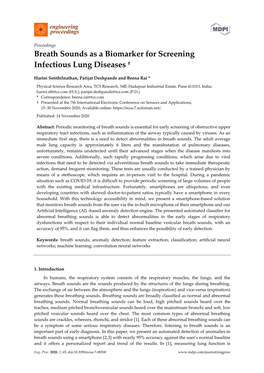 Breath Sounds As a Biomarker for Screening Infectious Lung Diseases †