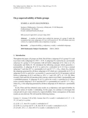 On P-Supersolvability of Finite Groups
