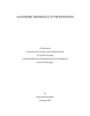 Anaphoric Reference to Propositions
