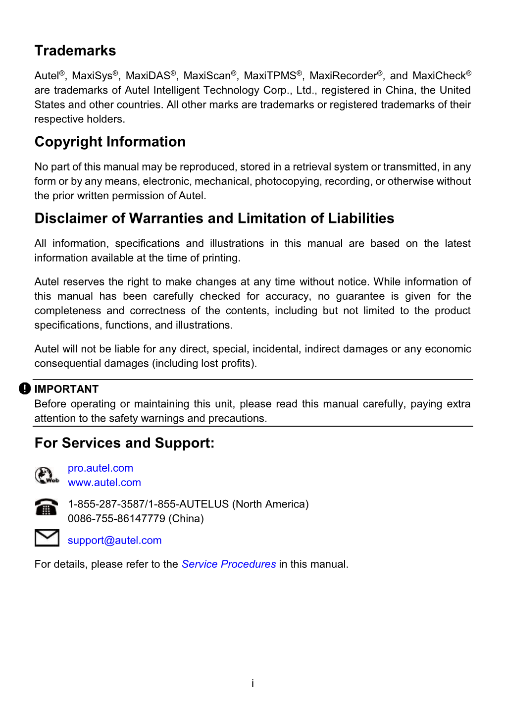 Trademarks Copyright Information Disclaimer of Warranties