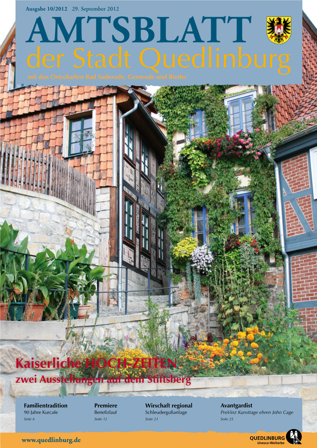 Amtsblatt Der Stadt Quedlinburg Mit Den Ortschaften Bad Suderode, Gernrode Und Rieder