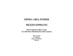 Opera Aria Finder Mezzo-Soprano