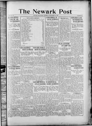 Newark Post VOLUME XX NEWARK, DELAWARE, THURSDAY, SEPTEMBER 12, 1929 NUMBER 33 ALUMNI OFFERS F,Il,W'