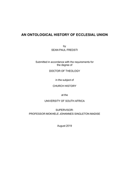 An Ontological History of Ecclesial Union
