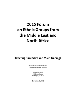 2015 Forum on Ethnic Groups from the Middle East and North Africa Was the Result of Efforts of Many People
