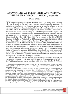 Excavations at Porto Cheli and Vicinity, Preliminaryreport, I: Halieis, 1962-1968