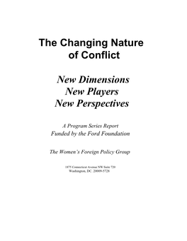 Changing Nature of Conflict