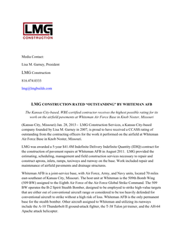 LMG Outstanding Rating for Whiteman IDIQ 2