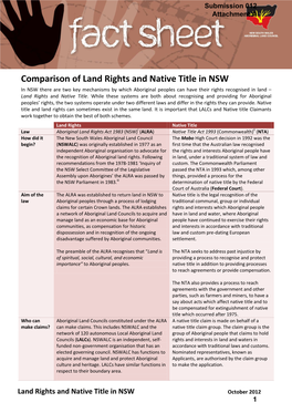 Comparison of Land Rights and Native Title In