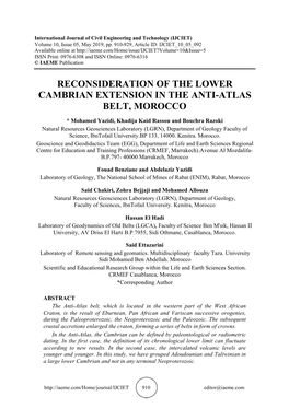 Reconsideration of the Lower Cambrian Extension in the Anti-Atlas Belt, Morocco