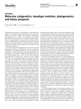 Molecular Cytogenetics: Karyotype Evolution, Phylogenomics and Future Prospects