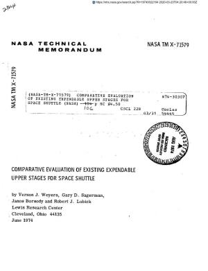 COMPARATIVE EVALUATION of EXISTING EXPENDABLE UPPER STAGES for SPACE SHUTTLE by Vernon J