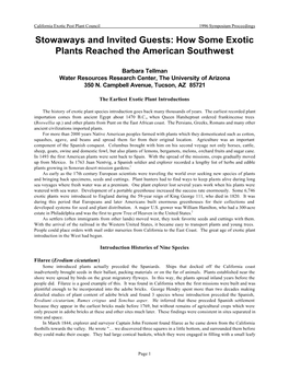 How Some Exotic Plants Reached the American Southwest