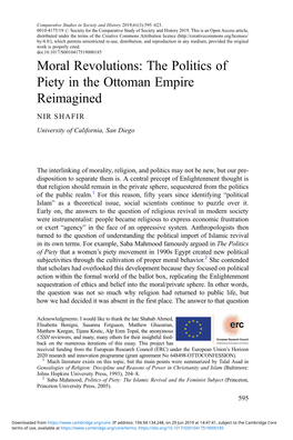 The Politics of Piety in the Ottoman Empire Reimagined