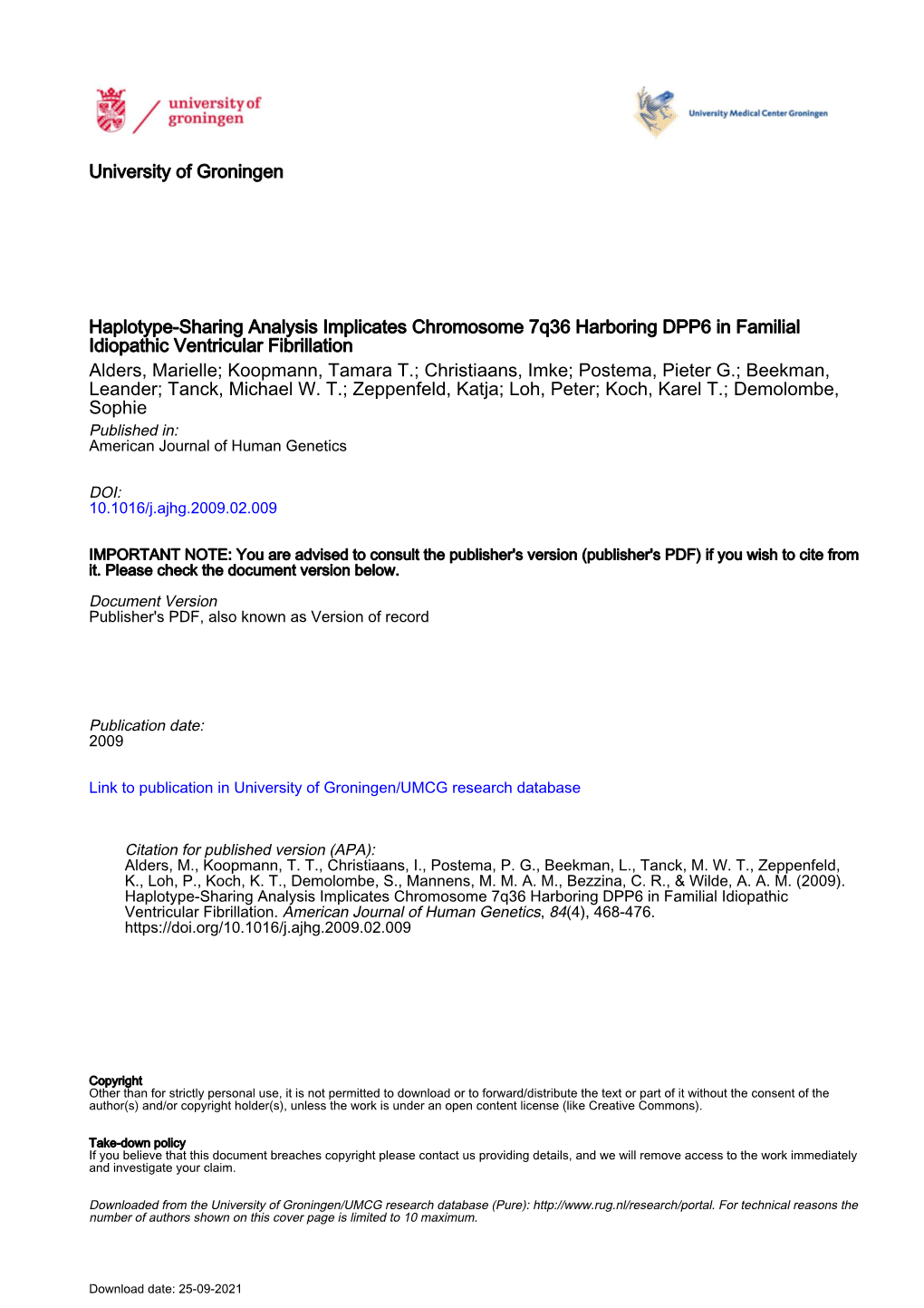 Haplotype-Sharing Analysis Implicates Chromosome 7Q36