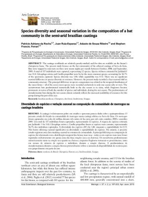 Species Diversity and Seasonal Variation in the Composition of a Bat Community in the Semi-Arid Brazilian Caatinga