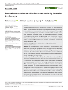 Predominant Colonization of Malesian Mountains by Australian Tree Lineages