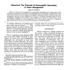 The Potential of Entomophilic Nematodes in Insect Management 1 John M