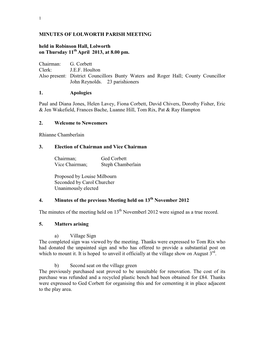 Notice of an Extraordinary Meeting of the Lolworth Village Meeting