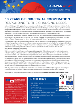 30 Years of Industrial Cooperation Responding To