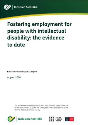Fostering Employment for People with Intellectual Disability: the Evidence to Date