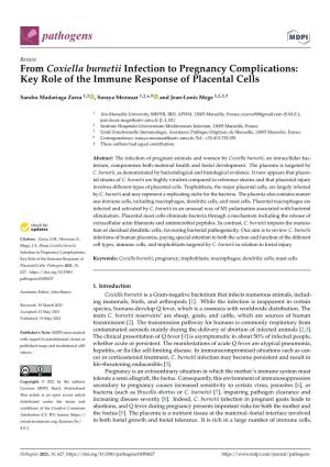 From Coxiella Burnetii Infection to Pregnancy Complications: Key Role of the Immune Response of Placental Cells