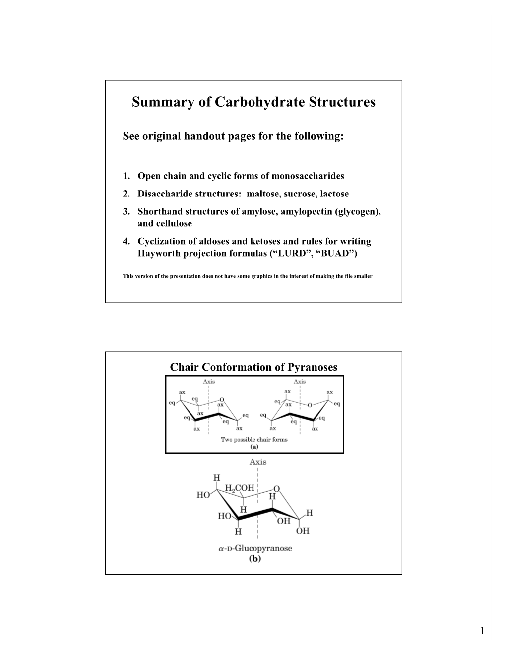 Summary of Carbohydrate Structures