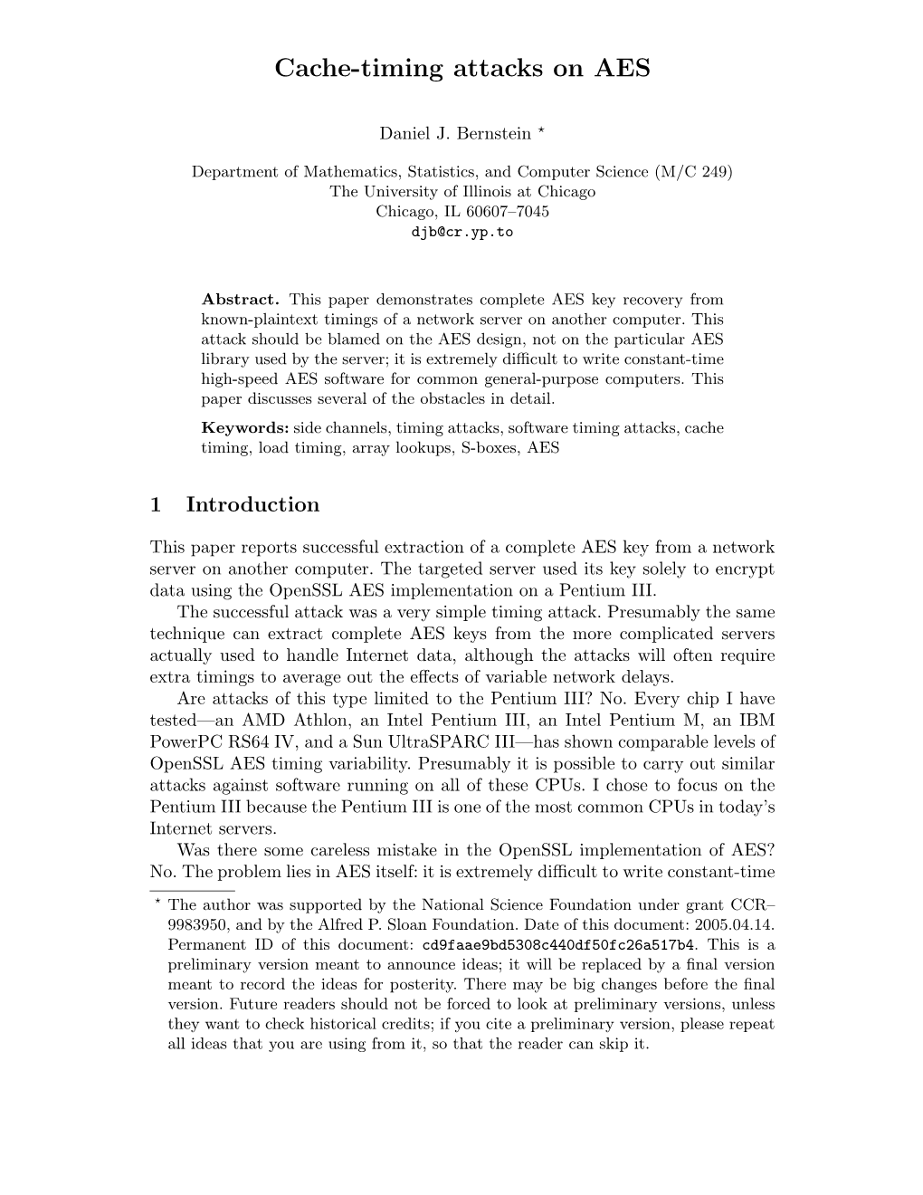 Cache-Timing Attacks on AES