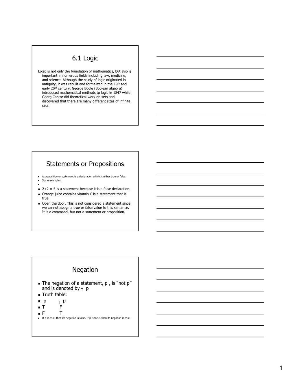 6.1 Logic Statements Or Propositions Negation