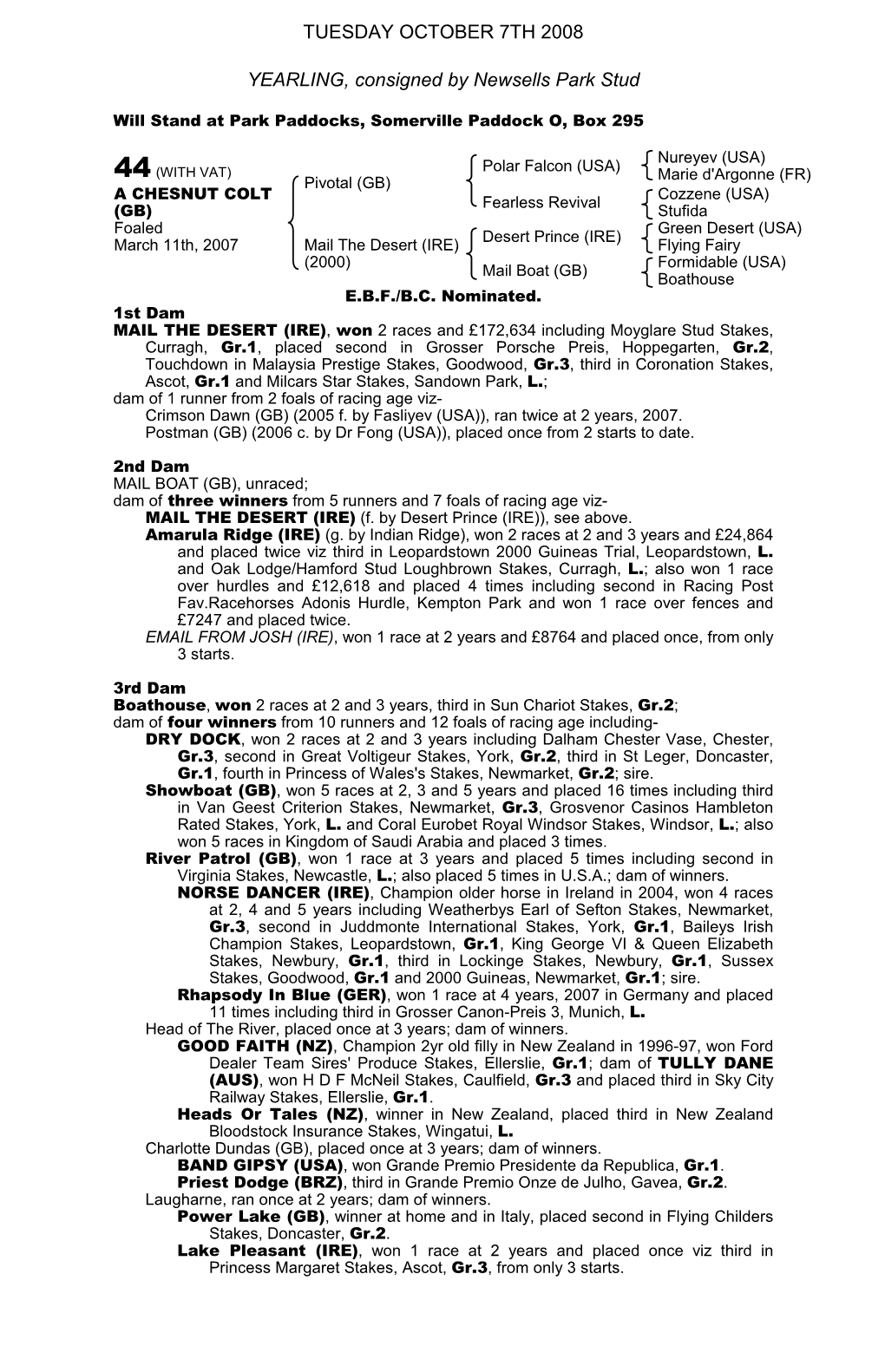 October Yearling Sale Book 1