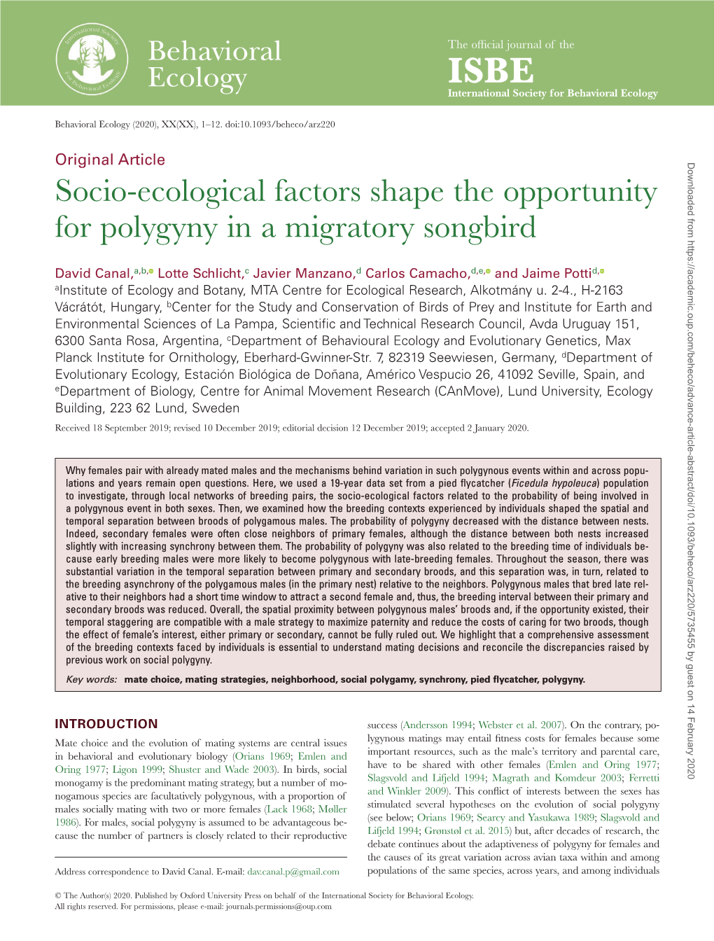 Socio-Ecological Factors Shape the Opportunity for Polygyny in a Migratory Songbird