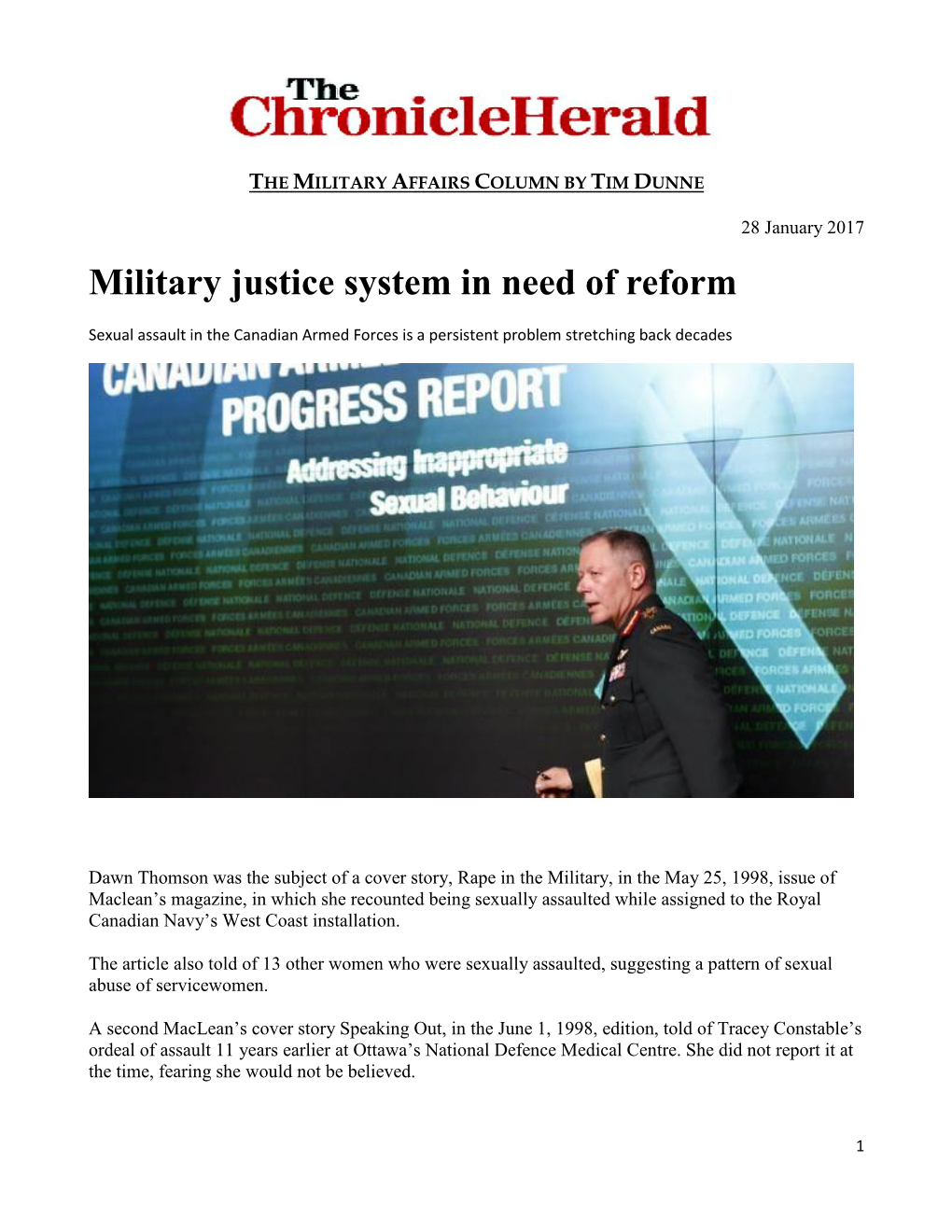 Military Justice System in Need of Reform