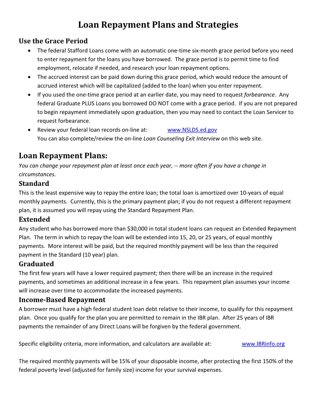 Loan Repayment Plans and Strategies