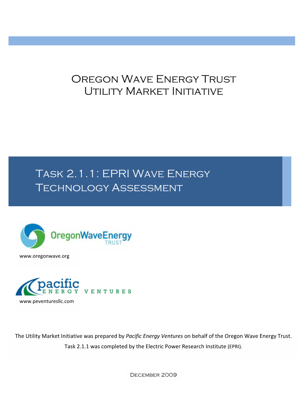 EPRI Wave Energy Technology Assessment