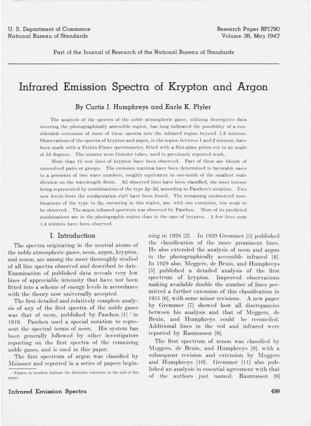 Infrared Emission Spectra of Krypton and Argon