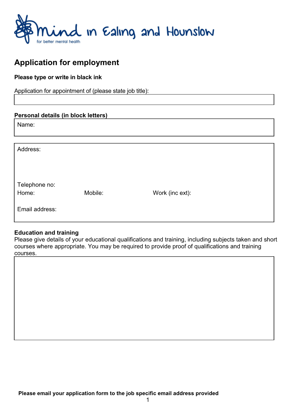 Application for Employment s70