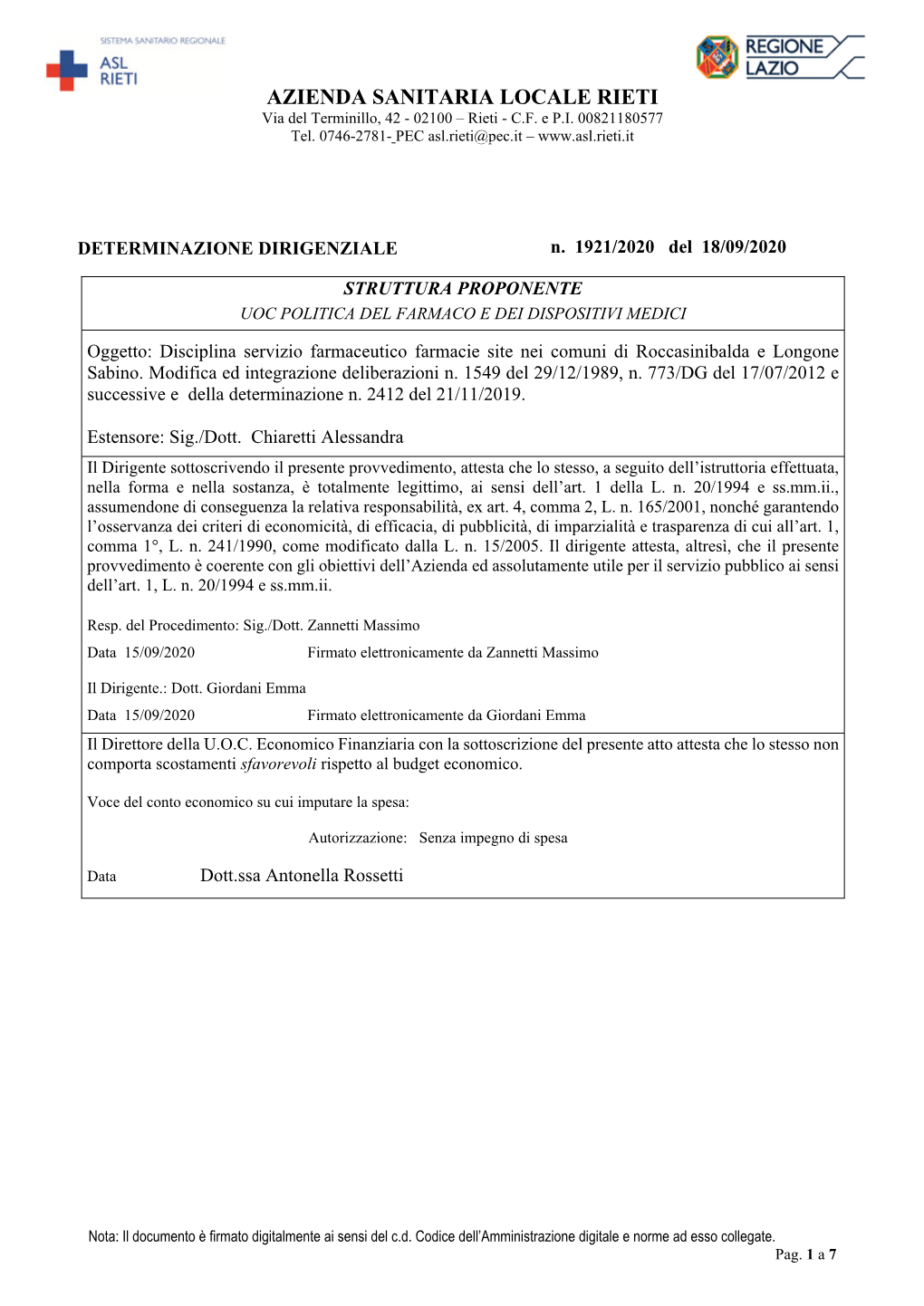 Azienda Unità Sanitaria Locale Di Rieti