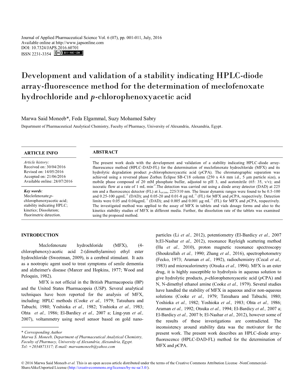 Development and Validation of a Stability Indicating HPLC-Diode