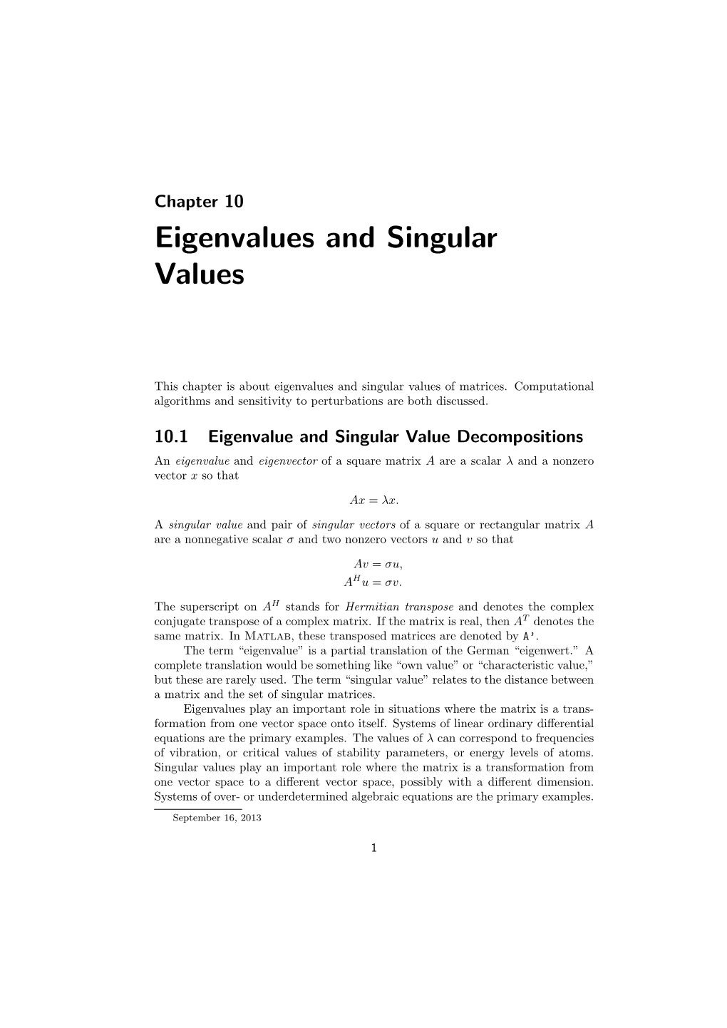Eigenvalues and Singular Values