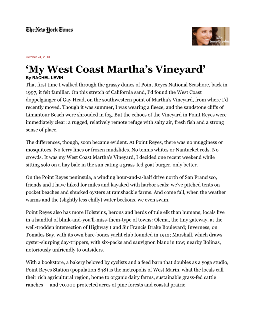'My West Coast Martha's Vineyard'