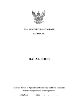 HALAL FOOD-Agricultural Standards