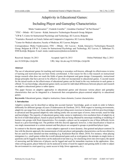 Adaptivity in Educational Games: Including Player and Gameplay Characteristics