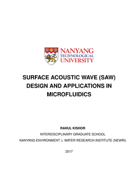 Surface Acoustic Wave (Saw) Design and Applications in Microfluidics
